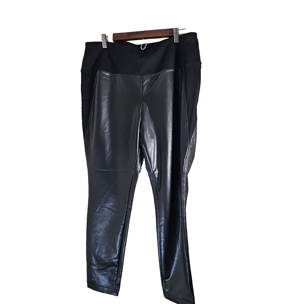 Zac & Rachel Woman Faux Leather Legging Pant Black Plus Size XL